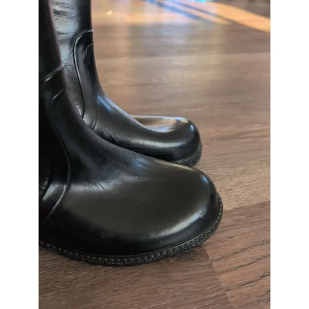Waterproof Rainboots Vintage Mens 8 Womens 9.5 USA Rubber Wellies Boots Black